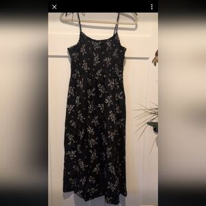 H&M Black Floral Midi Dress